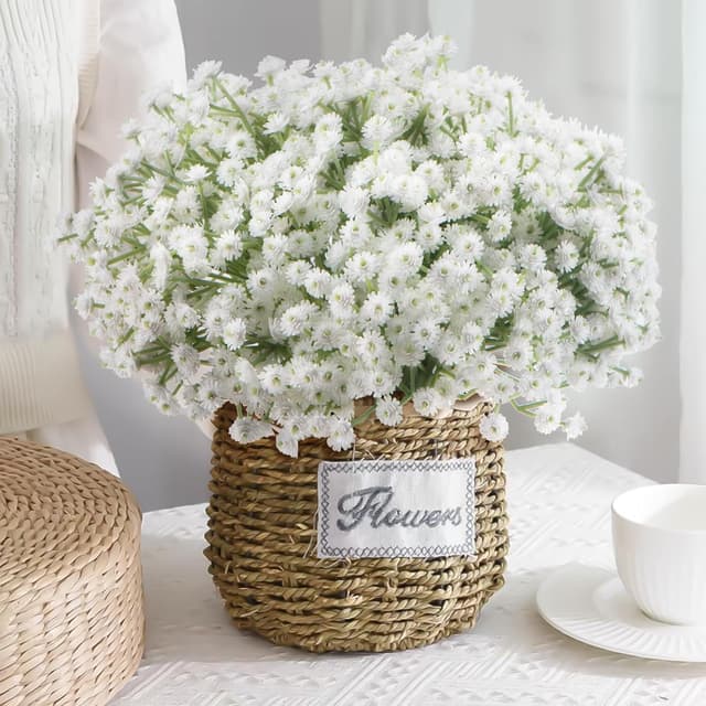 Detalle de DBCMEW 25pcs Artificial Babys Breath (White Gypsophila) Faux Flowers, 35cm