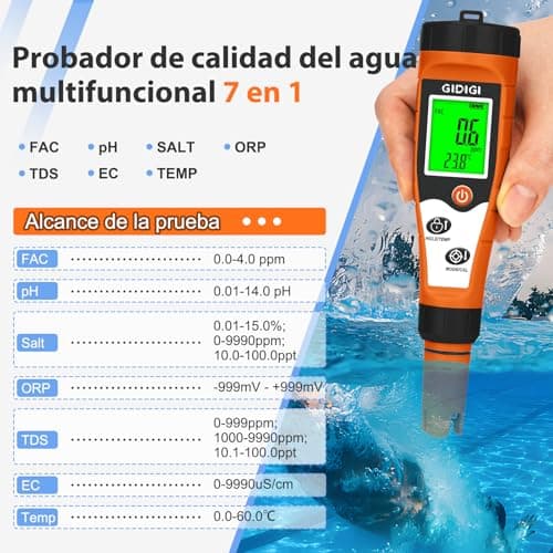 Thumbnail 2 de GIDIGI medidor 7 en 1 de cloro, pH y sal