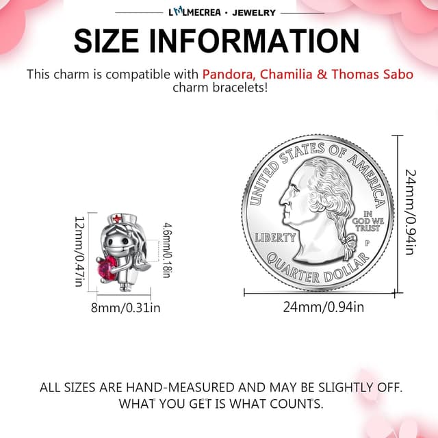 Detalle 2 de LMLMECREA Charm-Anhänger aus 925 Sterling Silber für europäische Armbänder (Handpoliert) – personalisierbarer Schmuck für Damen