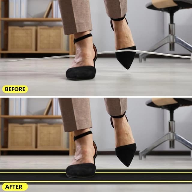 Detalle 2 de Adiwo Floor Cable Protector (1m) heavy-duty PVC floor cable cover with 3 channels