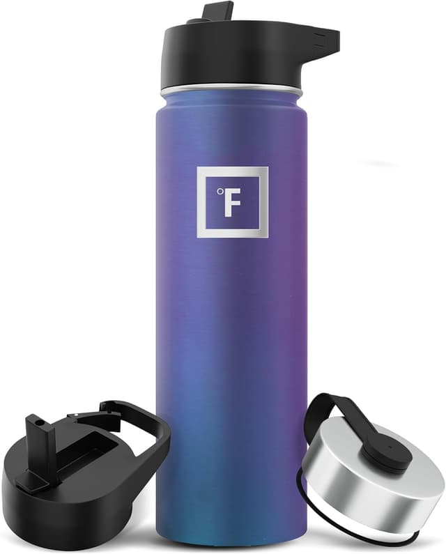 Detalle de IRON °FLASK insulated water bottle with straw (BPA-free, double-walled stainless steel) – leakproof lids, 650–1800 ml
