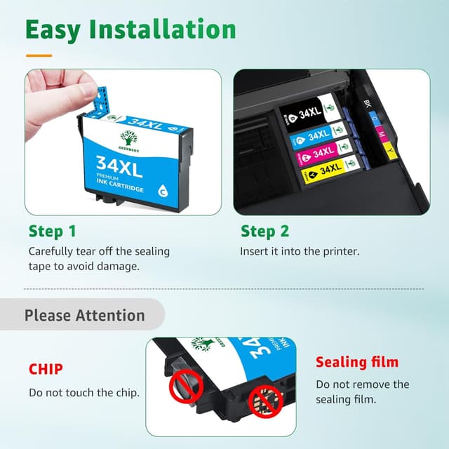 Detalle de GREENSKY cartucce 34XL compatibili Epson 34 XL (multipack 5 pezzi) per WF-3720 / WF-3725