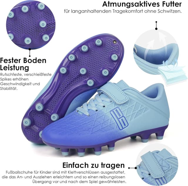 Detalle de JABASIC Kinder-Fußballschuhe für festen Boden
