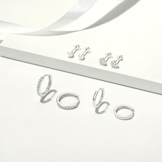 Detalle de Ohrstecker Creolen Silber 925 Set 4 Paar