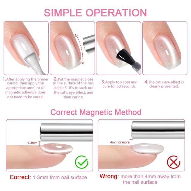 Detalle de Shining She UV Nagellack Jelly Magnet CatEye (4 Farben), 8 ml – kristallklarer Cat-Eye-Look mit Magnet