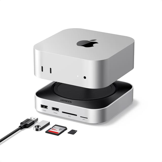 Detalle de UGREEN Mac Mini M4 Dock mit NVMe‑SSD‑Gehäuse