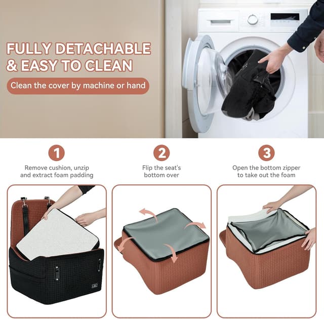 Thumbnail 6 de PETSFIT Autositz für kleine bis mittelgroße Hunde bis 15 kg – Sicherheitsgurt-System, 15 cm Erhöhung, waschbar (Schwarz & Braun)