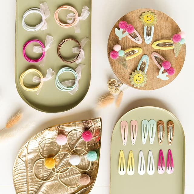 Thumbnail 2 de Papierdrachen 48 Haarspangen und Haargummis für Kinder 🎀