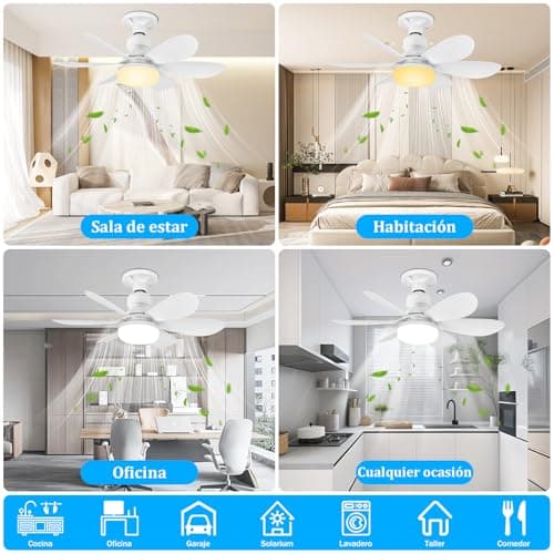 Thumbnail 6 de BuzzoXerex BuzzoXerex Ventilador de techo con luz y mando a distancia 52 cm (E27, regulable)