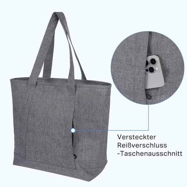 Detalle de MAYMOONER Große Nylon-Tragetasche Damen 45 cm