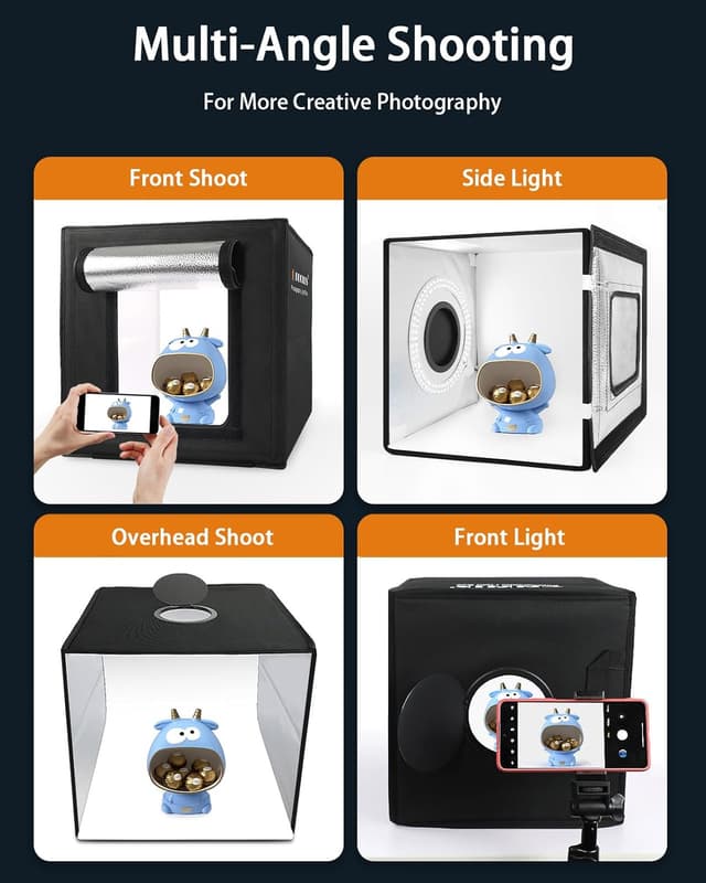 Detalle de DUCLUS Light Box Photography 25cm mini photo studio kit with 104 dimmable LED lights