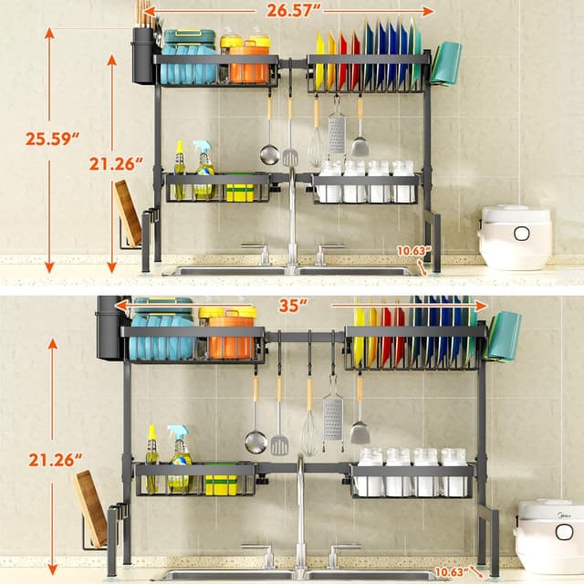 Thumbnail 2 de YKLSLH Over-the-Sink Dish Drying Rack 24.8–35.4" 🧽