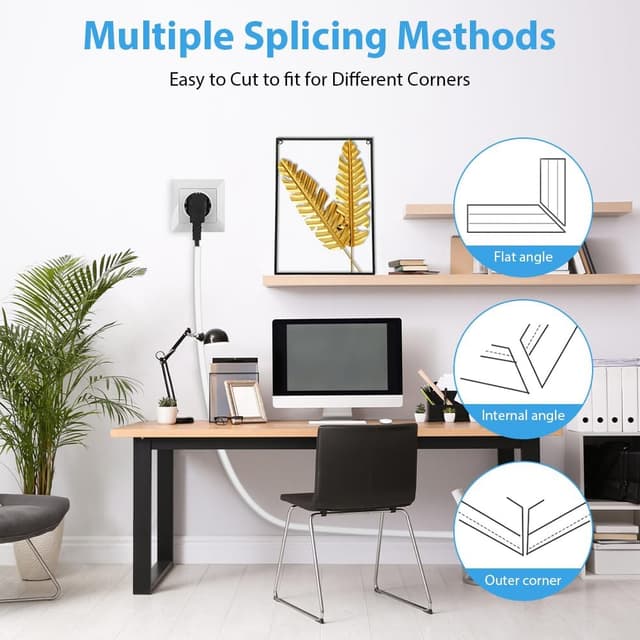 Detalle 2 de Wapasezyar selbstklebender Kabelkanal halb-rund, mini, weiß – 2 m zur Verlegung und zum Schutz von 1 Kabel