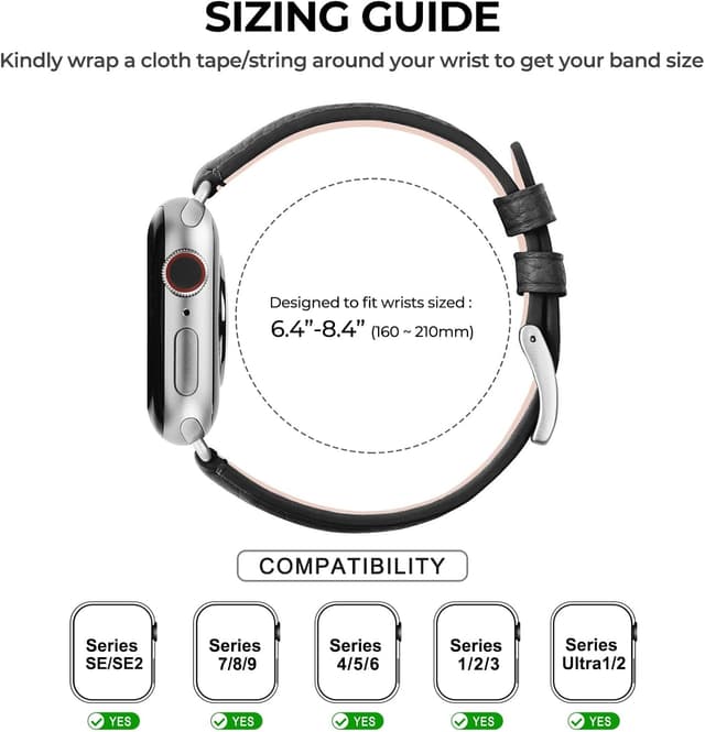 Thumbnail 6 de AoYi Italian genuine leather watch strap for Apple Watch Series 11/10/9/8/7/6/5/4/3/2/1 and Ultra 3/2 (selected sizes)