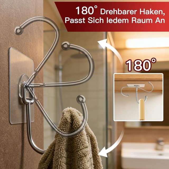 Detalle 2 de Latoxcaa Klebehaken Extra Stark bis 20 kg (10 Stück) – transparente selbstklebende Haken ohne Bohren