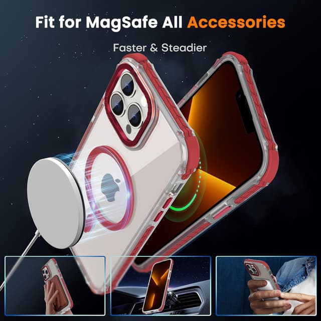 Detalle de DEERLAMN Magnetic Case for iPhone 15 Pro Max (6.7-inch) with MagSafe Compatibility