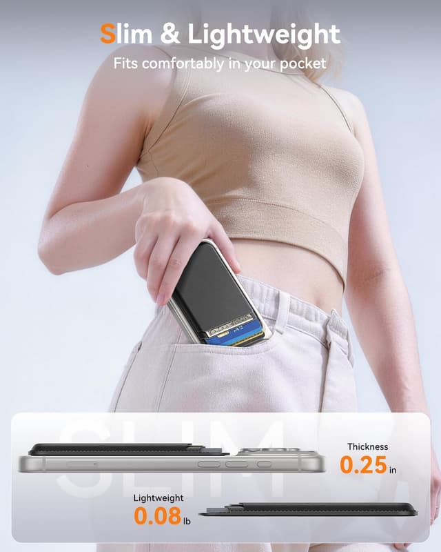 Thumbnail 6 de Fanseesy MagSafe Wallet 5 Card Holder (Slim Leather Magnetic Wallet) – Black