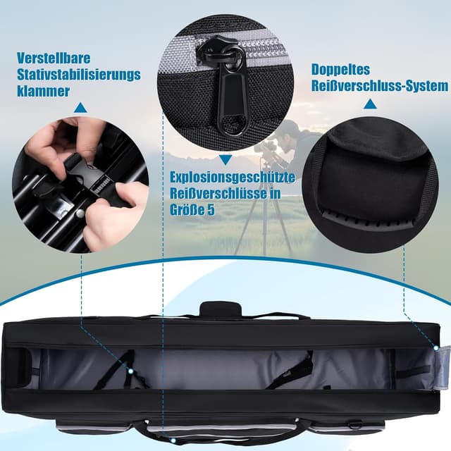 Thumbnail 2 de OUUTMEE 40,5" Stativtasche – Fotostativtasche mit herausnehmbaren Trennwänden und gepolstertem Schutz