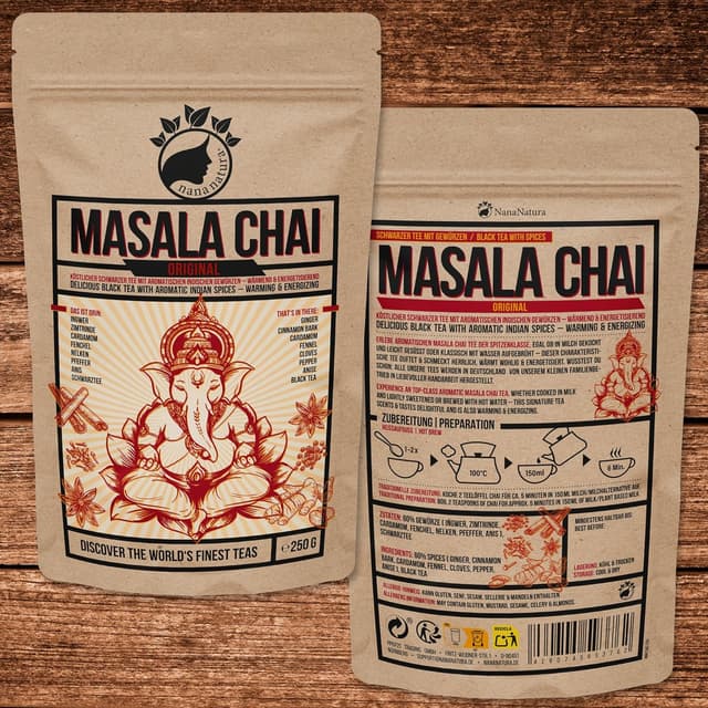 Thumbnail 6 de NanaNatura’s MASALA CHAI TEE (250 g) – indischer Schwarztee mit Gewürzmischung für Chaitee, Chai-Latte und Iced Chai