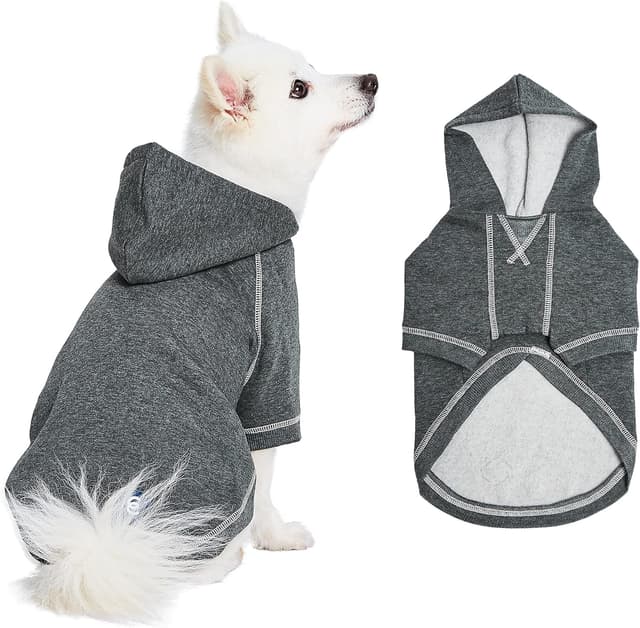 Detalle de Blueberry Pet Essentials Dog Hoodie (10 inch) in Charcoal Grey — Cotton-Blend Sweatshirt with Hood