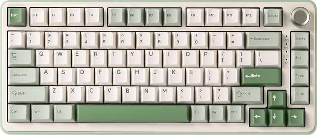 Detalle de YUNZII B75 PRO 75%-Gaming-Tastatur kabellos mit Drehknopf, Hot Swap, BT/2.4G/Type-C (Matcha Green & Cocoa Cream V2)