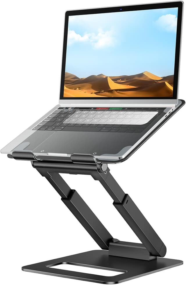 Detalle de tounee LS07 adjustable height laptop stand with telescopic handle (10–17"), pull-out ergonomic riser, black