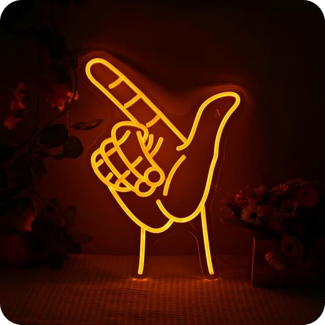 Detalle de LUCUNSTAR Geste Neon Schild (LED-Wandspiel / USB) – blauer Neon-Style für Spielzone & Party-Deko