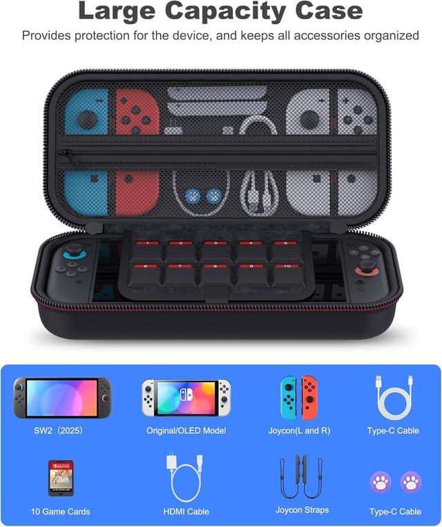 Thumbnail 4 de HASACOOL Carry Case for Nintendo Switch 2, 20-card storage