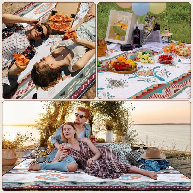 Detalle 1 de LARUTAN Outdoor Picknickdecke Boho 200x200 cm