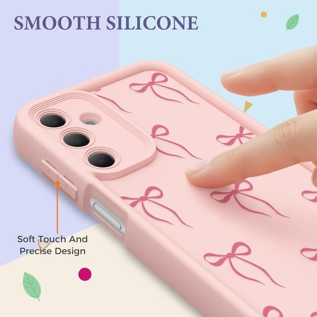 Detalle 2 de FUXICASE Case for Samsung Galaxy A16 5G (Pink Bow) — Soft TPU/Silicone-Style Girly Protective Cover