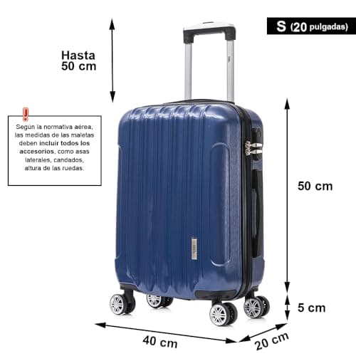 Detalle de 1990s maleta de cabina de policarbonato 55x40x20 cm (40 L) azul marino con 4 ruedas 360º
