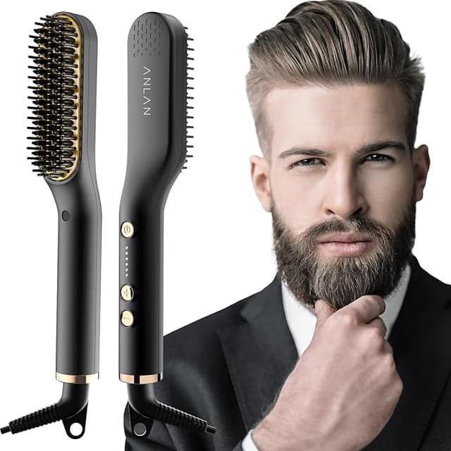 Detalle de ANLAN Cepillo Alisador de Barba con 5 Niveles de Temperatura 🧔