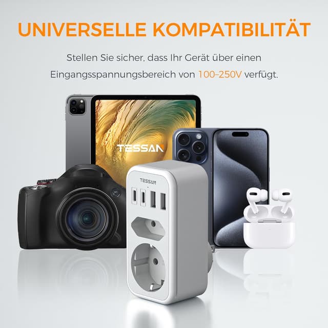 Detalle 1 de TESSAN Reiseadapter 6 in 1 für USA Typ B