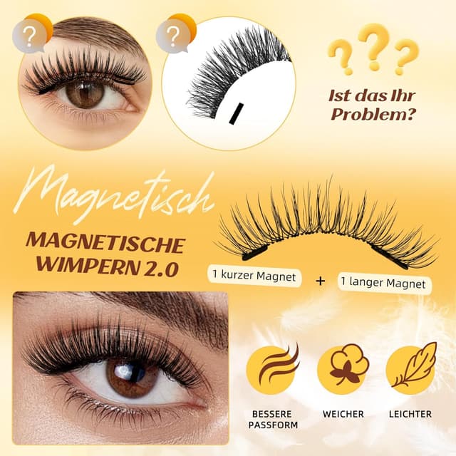 Detalle 2 de QUEWEL magnetische Wimpern für den natürlichen Look – tragbare Magnet-Wimpern mit Applikator (Set)
