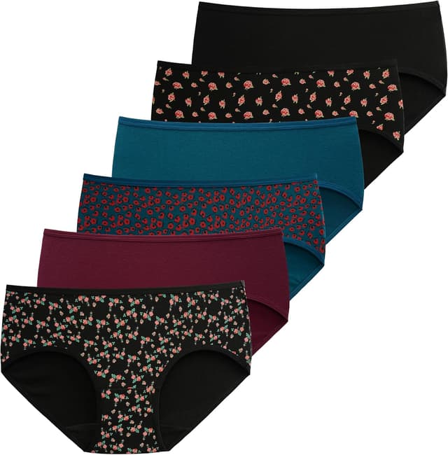 Detalle de INNERSY Damen Hipster-Unterhosen aus Baumwolle im 6er-Pack – atmungsaktiv, bequem & ohne kratzende Etiketten