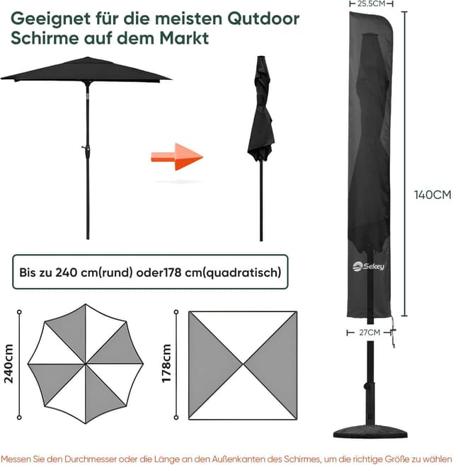 Thumbnail 1 de Sekey Funda Impermeable para Parasol 200 cm ☔