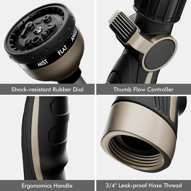 Thumbnail 6 de Restmo RESTMO Watering Wand Heavy Duty (Metal Hose Wand) with Thumb Flow Control + 10 Spray Patterns