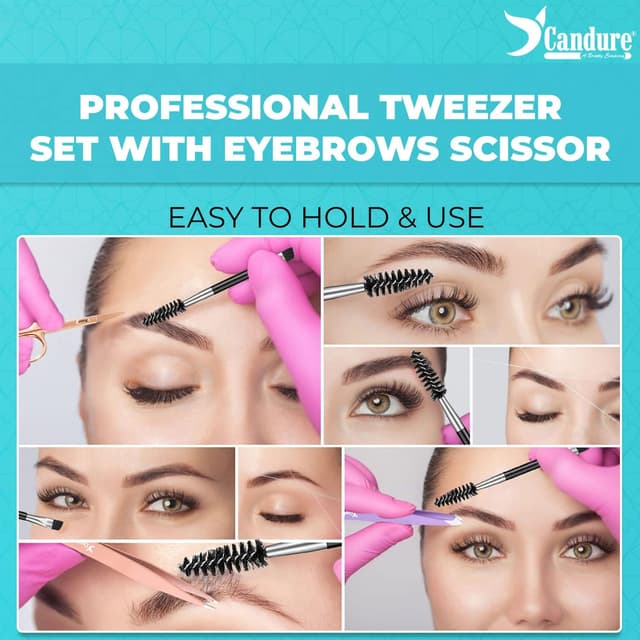 Detalle de Candure Tweezers set for eyebrows, 6pc