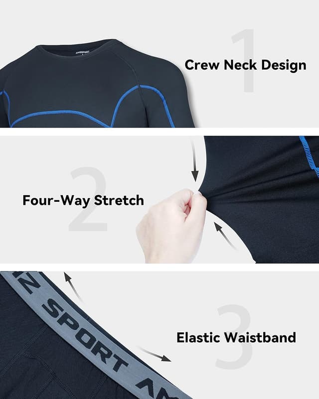 Thumbnail 4 de AMZSPORT Intimo Termico Uomo Set Maglia e Leggings