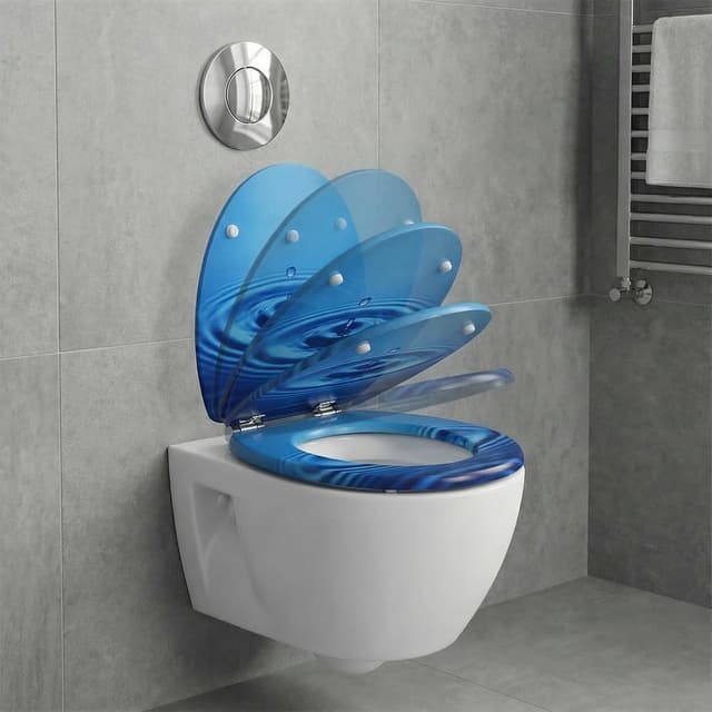 Detalle 2 de SINOBATH WC Sitz mit Absenkautomatik und antibakterieller Nano-Versiegelung (Navy blau)