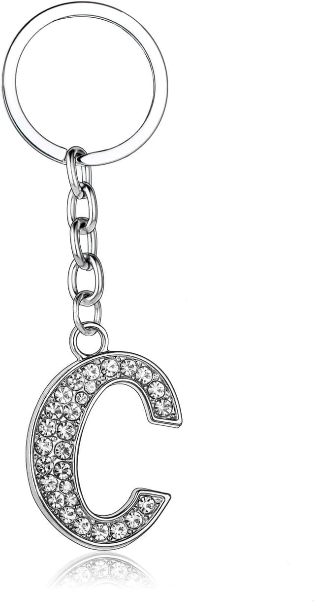 Detalle de BESPMOSP A-Z Letter Keychain keyring with crystal inlay (alloy) — gift inspiration for best friends