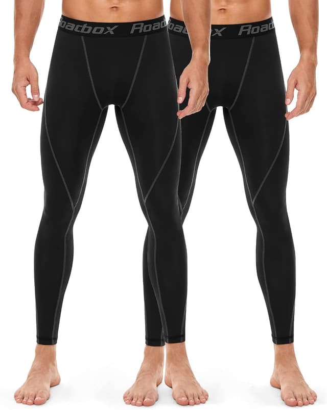 Detalle de Roadbox Men’s Compression Tights Leggings (1/2/3 Pack) Cool Dry Base Layer for Training, Gym, Running & Cycling