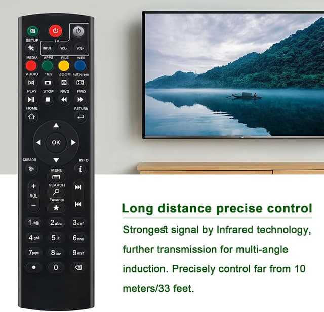 Detalle de VINABTY replacement remote control for ZOOMTAK Media Box (models K3 V+ / U+ / Upro T8+ / H8+ and more)