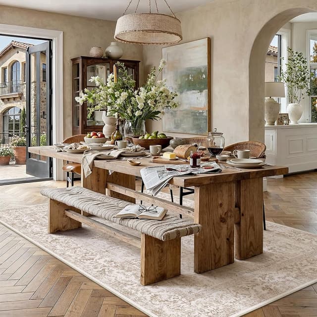 Detalle de HUGEAR Vintage Hellbraun waschbarer Teppich 200x300 cm (Kurzflor, rutschfest)