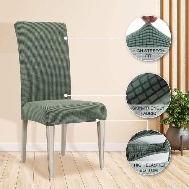 Detalle de Ystyle housse de chaise extensible lavable (4 pièces) vert clair