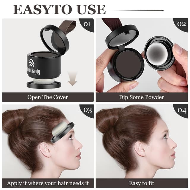 Detalle de LOPHE Ansatzpuder für Männer & Frauen (06 Graubraun) – Schnell abdeckender Wurzel-Concealer zum Auffüllen bei dünnem Haar