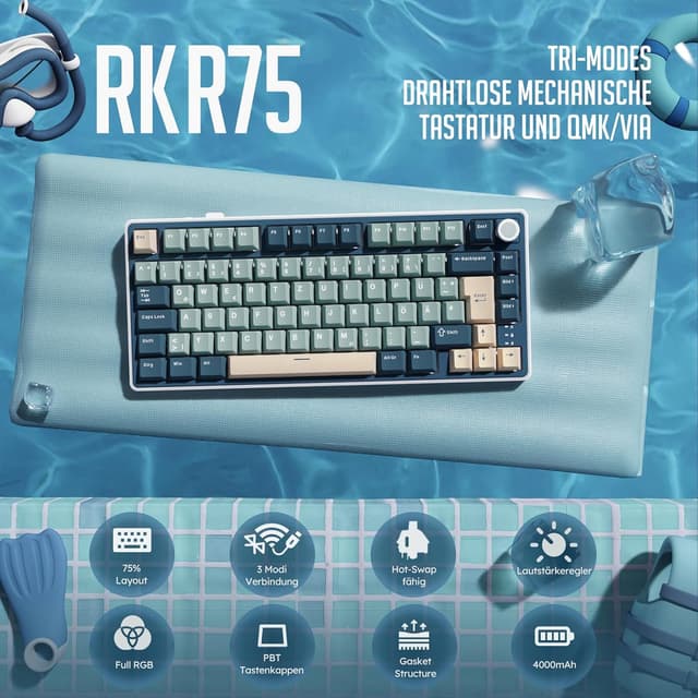 Detalle 2 de RK ROYAL KLUDGE R75 mechanische Tastatur 75% ⌨