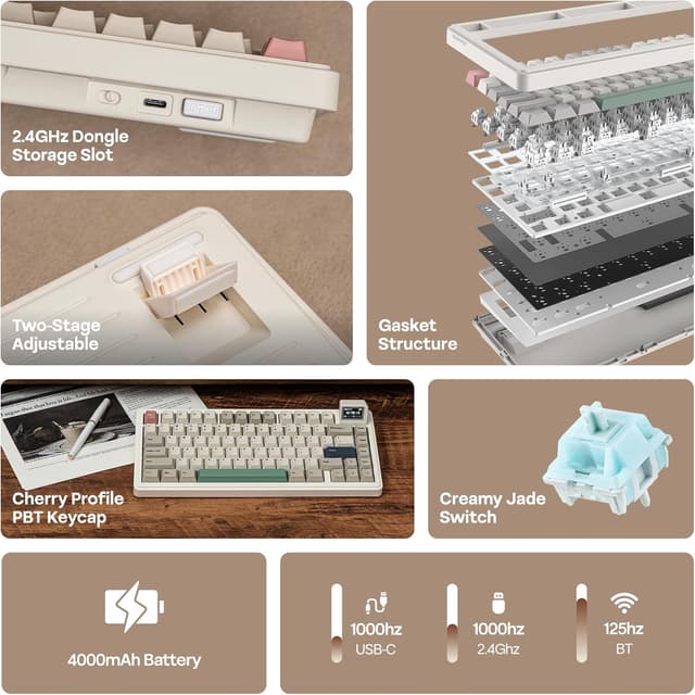 Detalle 2 de EPOMAKER RT82 Wireless Mechanical Keyboard 4000mAh ⌨