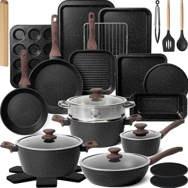 Detalle de Kikcoin 31-Piece Nonstick Cookware Set