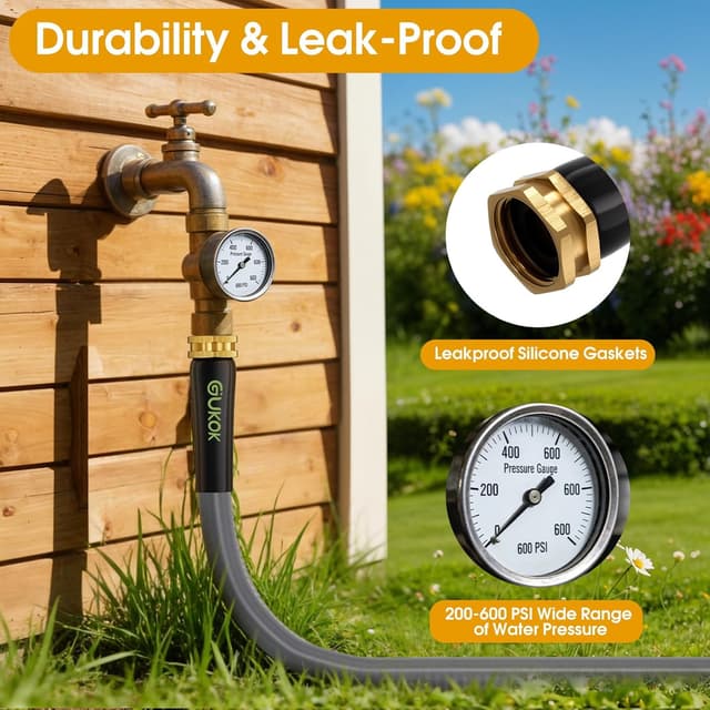 Detalle de GUKOK 100 FT Non-Expanding Garden Hose — Ultra-Light, Kink-Free, Burst-Resistant